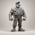 Muskel-Soldat mit Zigarre – stilisierte Söldner-Skulptur FehnFactory