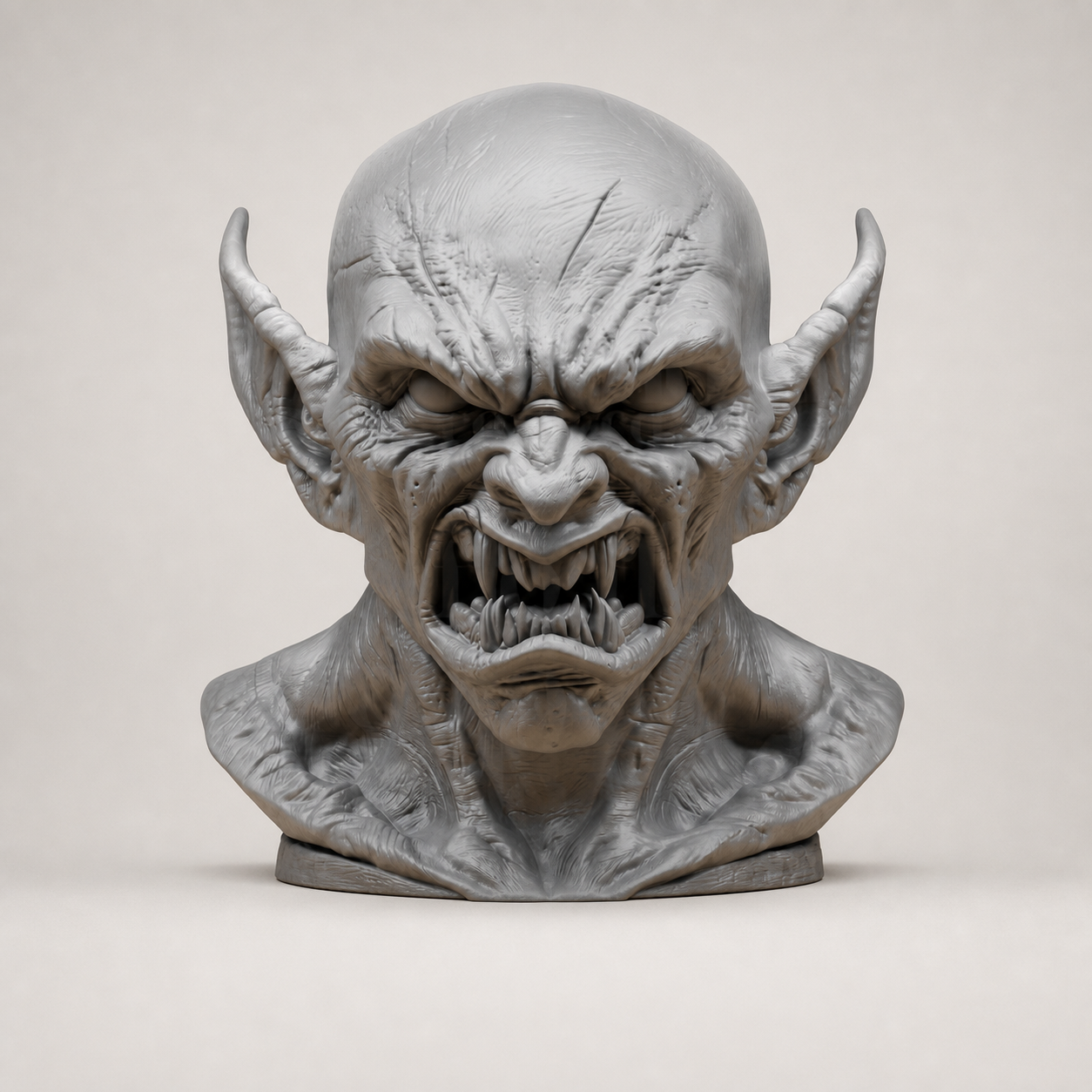 Dämonischer Vampirkopf – freistehende Dark-Fantasy-Büste mit Fangzähnen FehnFactory