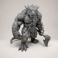 Massiver Dragonborn-Krieger – Fantasy-Skulptur mit Streitaxt FehnFactory