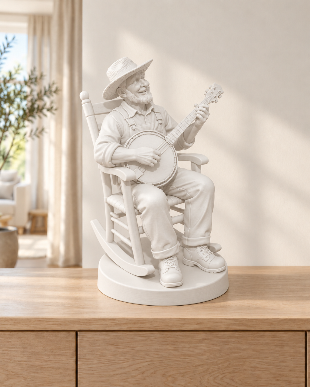 Banjo-Spieler im Schaukelstuhl – 01 weiss