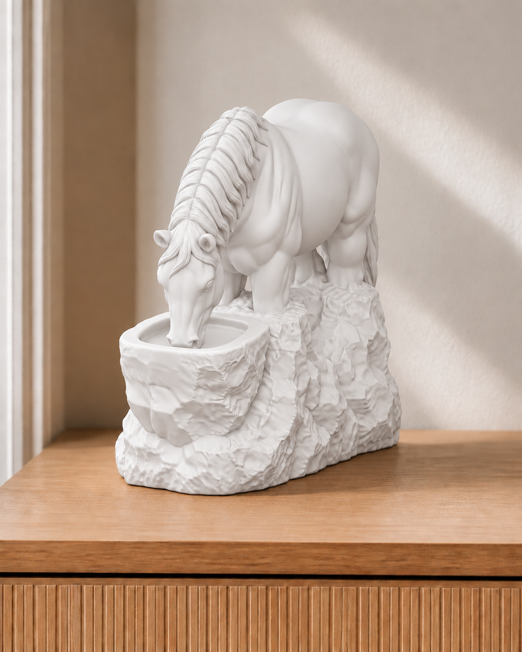 Pferd trinkend – Pferdefigur – 01 weiss