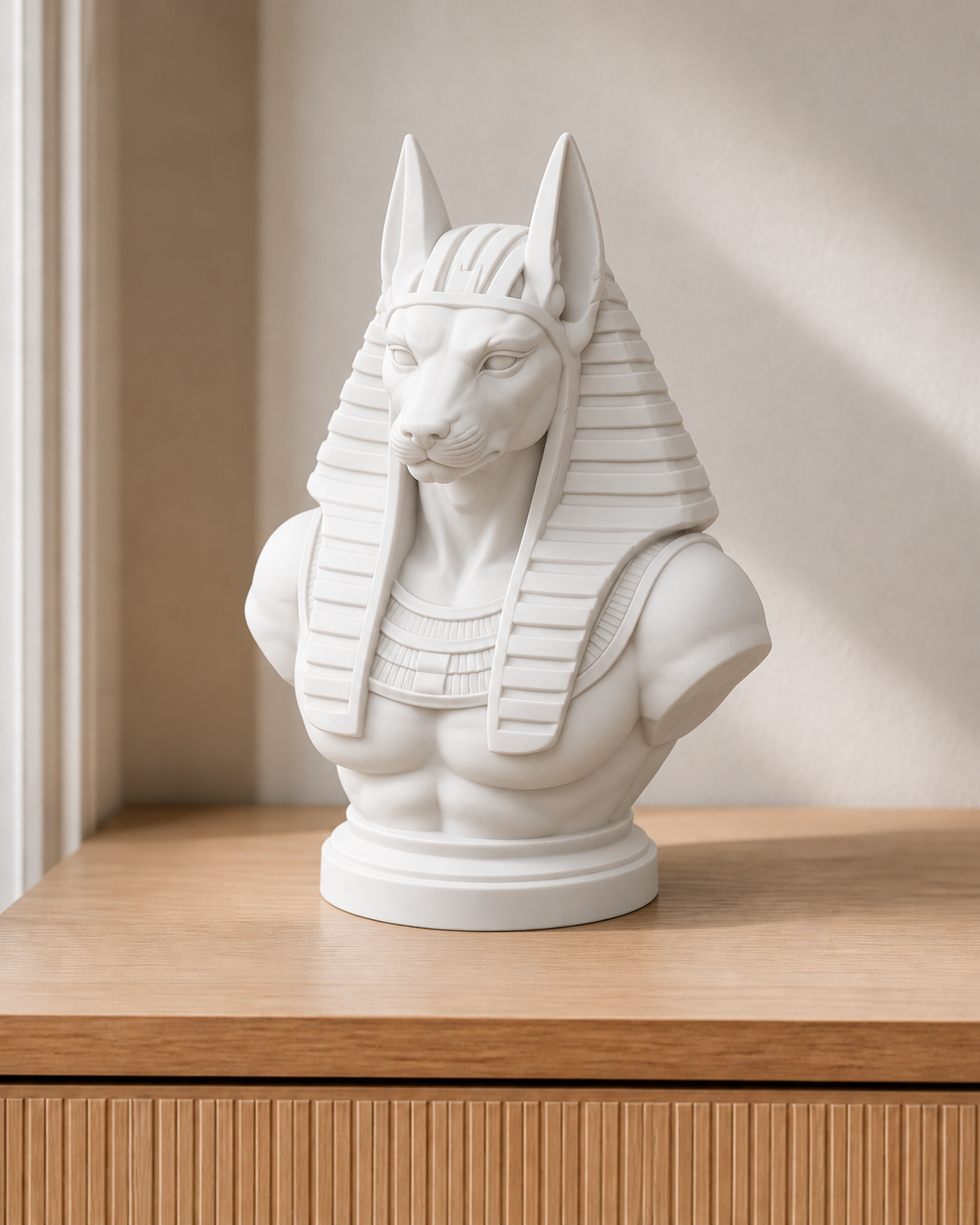 Anubis – ägyptische Büste – 01 weiss