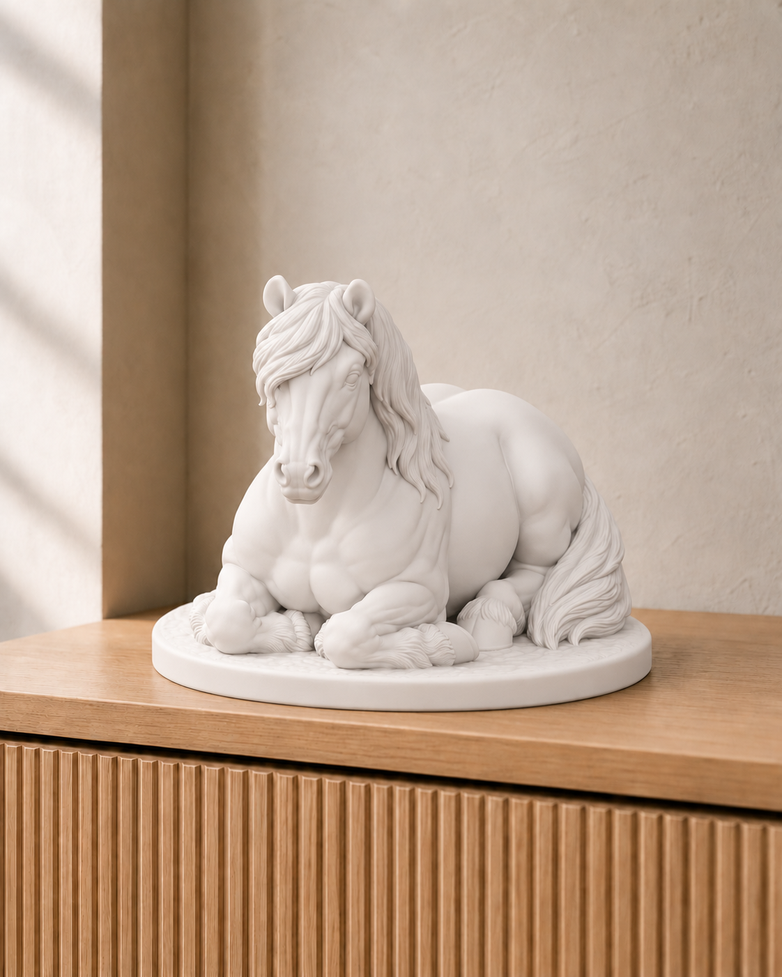 Haflinger liegend – Pferdefigur – 01 weiss