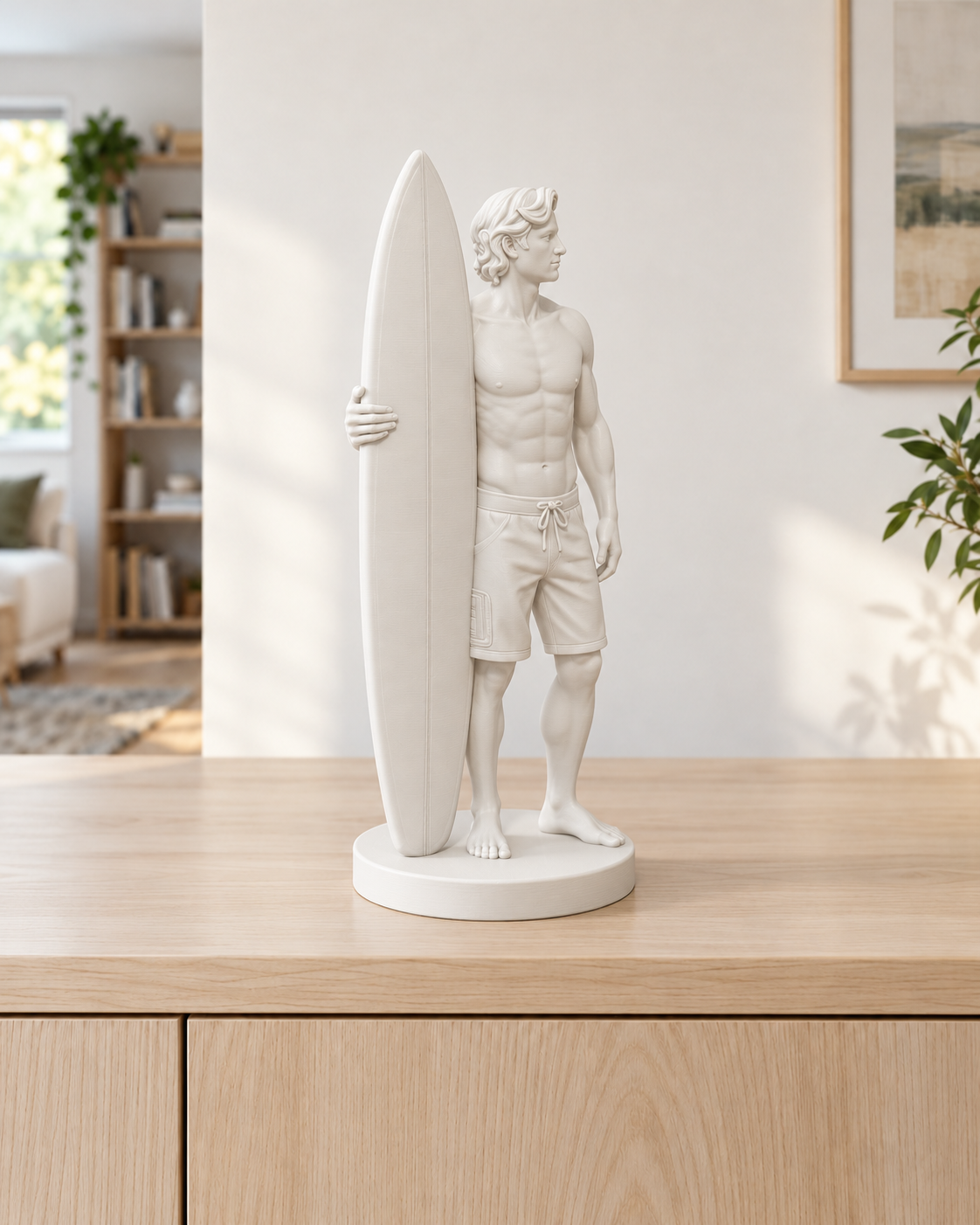 Surfer mit Brett – 01 weiss