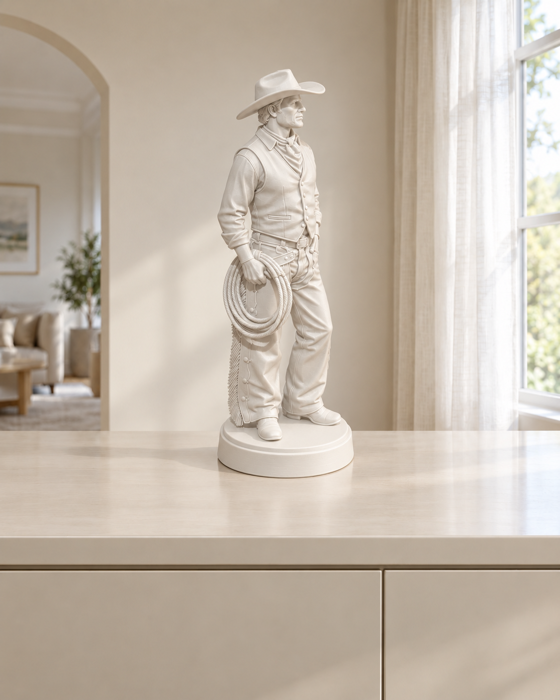 Cowboy mit Lasso - Weiß – gedruckt