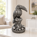 Tukan auf Baumstumpf Ornament - Silber handbemalt Wohnzimmer