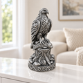 Fischadler auf Stamm Ornament - Silber handbemalt Wohnzimmer
