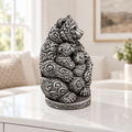 Bär mit zwei Jungen Ornament - Silber handbemalt Wohnzimmer