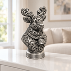 Rentierbüste Ornament - Silber handbemalt Wohnzimmer