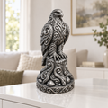 Wanderfalke auf Stamm Ornament - Silber handbemalt Wohnzimmer