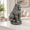 Säbelzahntiger Ornament - Silber handbemalt Wohnzimmer