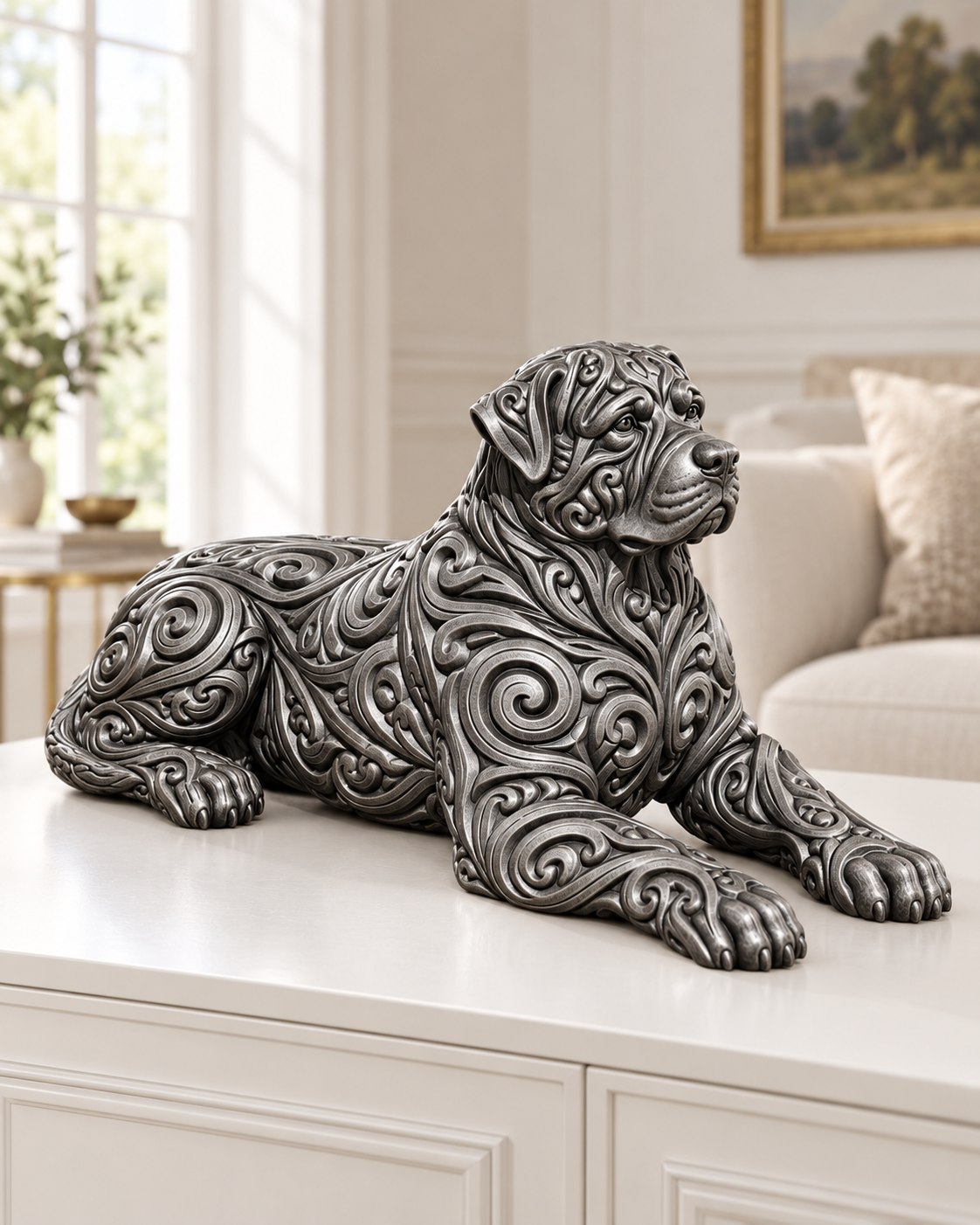 Rottweiler Ornament - Silber handbemalt Wohnzimmer