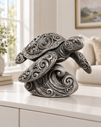 Meeresschildkröte Ornament - Silber handbemalt Wohnzimmer