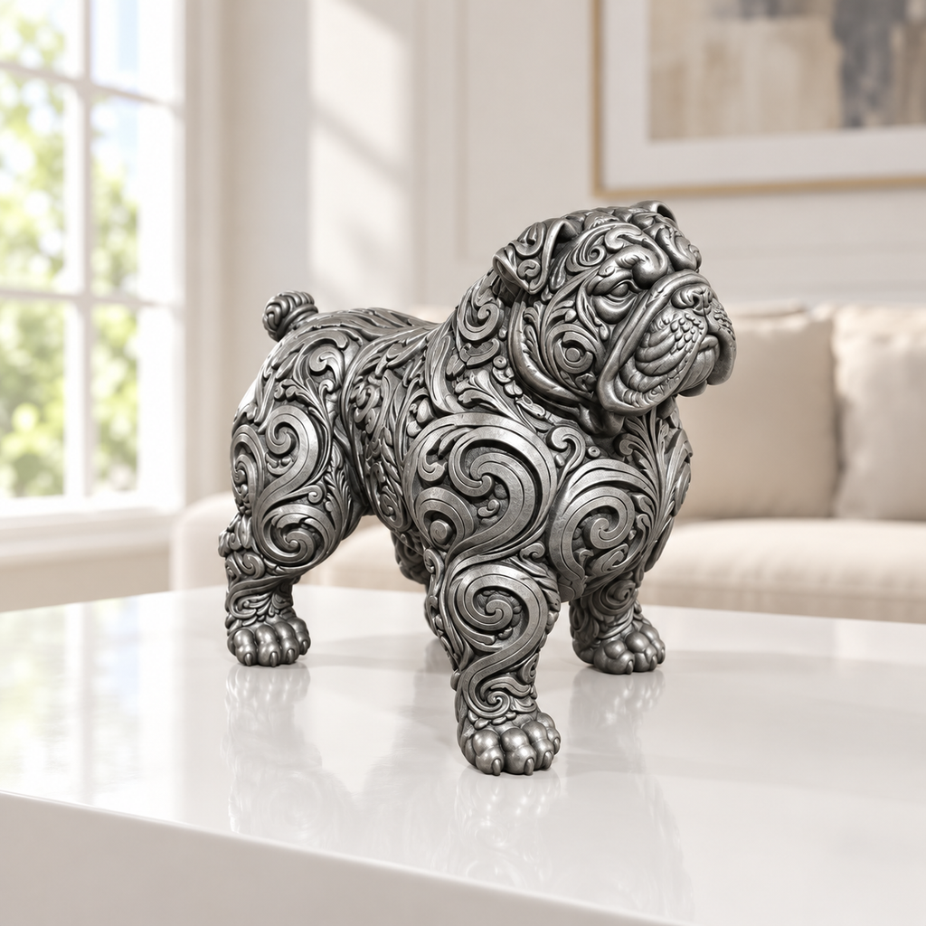 American Bully stehend Ornament - Silber handbemalt Wohnzimmer