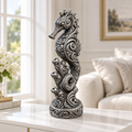 Seepferdchen mit Korallen Ornament - Silber handbemalt Wohnzimmer