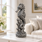 Seepferdchen mit Korallen Ornament - Silber handbemalt Wohnzimmer