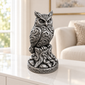 Steinkauz auf Stamm Ornament - Silber handbemalt Wohnzimmer