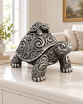 Schildkröte mit Baby Ornament - Silber handbemalt Wohnzimmer