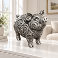Schwein Ornament - Silber handbemalt Wohnzimmer