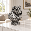 Bulldoggen-Büste Ornament - Silber handbemalt Wohnzimmer