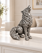 Wolf Ornament - Silber handbemalt Wohnzimmer