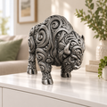 Bison Ornament - Silber handbemalt Wohnzimmer