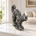 Katze mit Buckel Ornament - Silber handbemalt Wohnzimmer