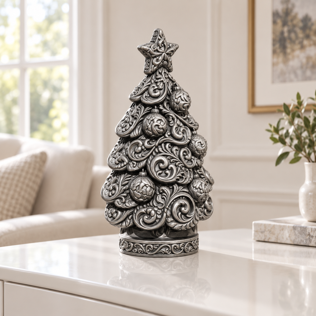Weihnachtsbaum Ornament - Silber handbemalt Wohnzimmer