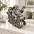 Santa im Schlitten Ornament - Silber handbemalt Wohnzimmer