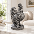 Hahn Ornament - Silber handbemalt Wohnzimmer