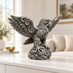 Adler mit Schwingen Ornament - Silber handbemalt Wohnzimmer