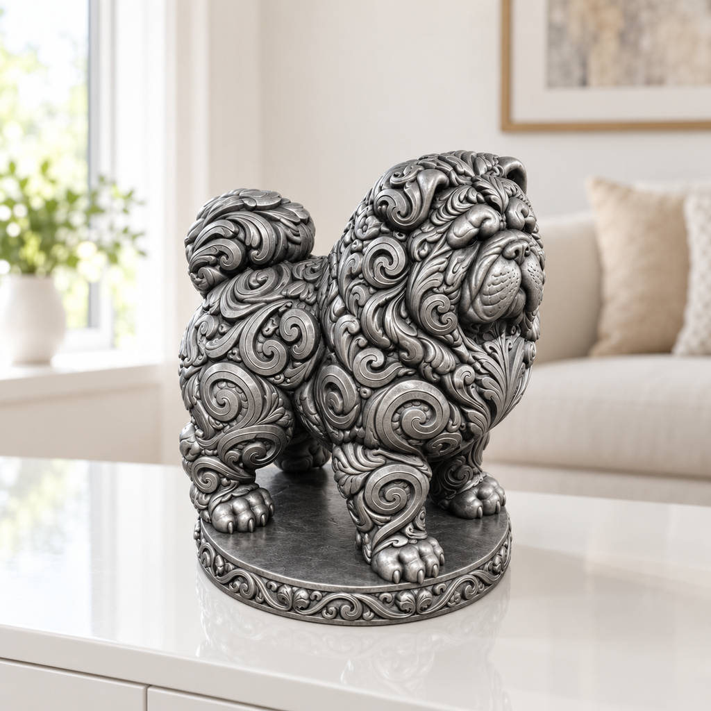 Chow Chow Ornament - Silber handbemalt Wohnzimmer