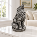 Wolf heulend Ornament - Silber handbemalt Wohnzimmer