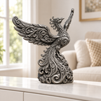 Phönix mit Schwingen Ornament - Silber handbemalt Wohnzimmer