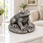 Frosch auf Seerosenblatt Ornament - Silber handbemalt Wohnzimmer