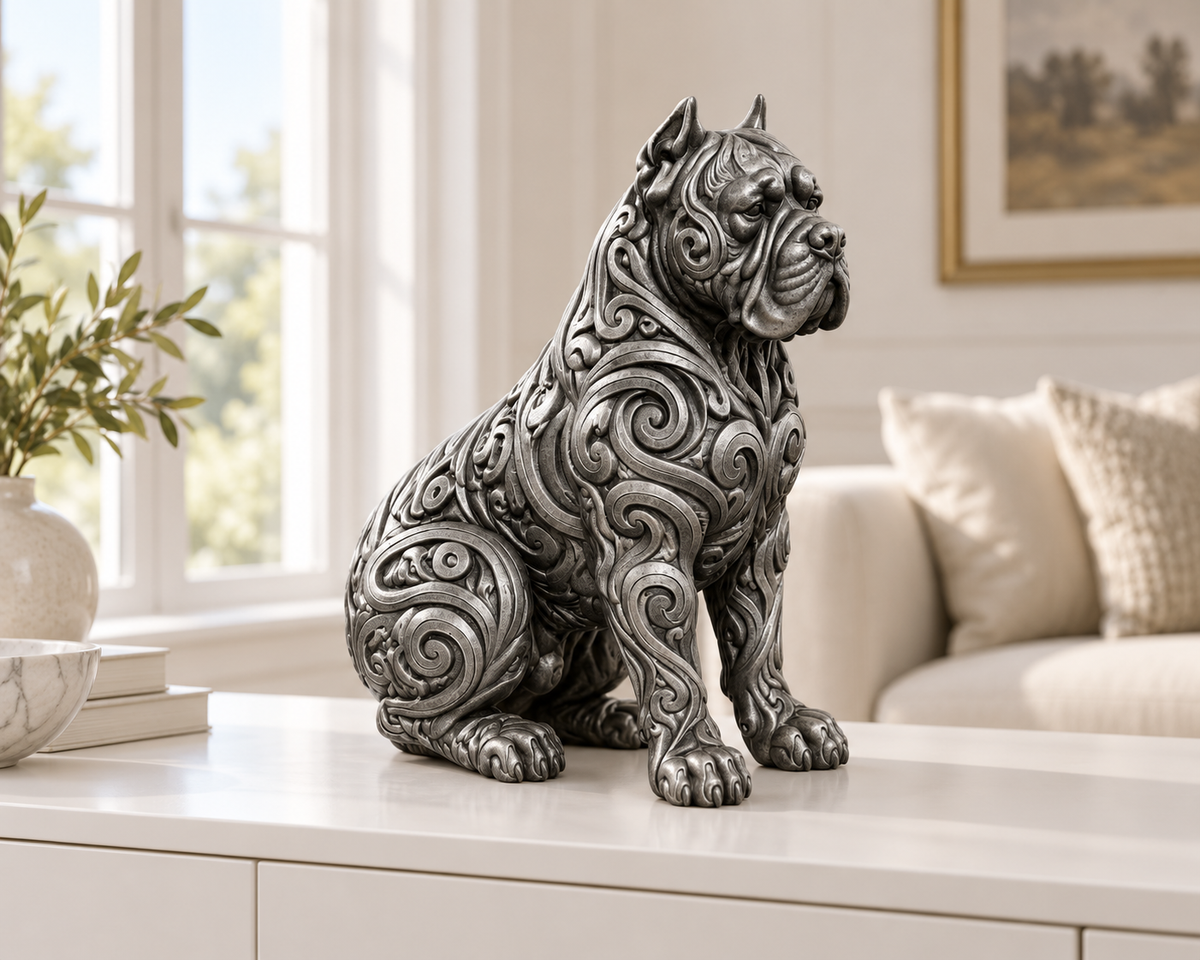 Cane Corso Ornament - Silber handbemalt Wohnzimmer