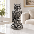 Uhu auf Baumstumpf Ornament - Silber handbemalt Wohnzimmer