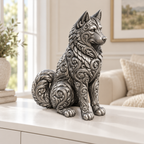 Husky Ornament - Silber handbemalt Wohnzimmer