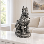 Dobermann sitzend Ornament - Silber handbemalt Wohnzimmer
