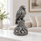 Rabe auf Baumstumpf Ornament - Silber handbemalt Wohnzimmer