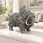Moschusochse Ornament - Silber handbemalt Wohnzimmer