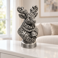 Rentierbüste Ornament - Silber handbemalt Wohnzimmer