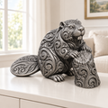 Biber am Baumstamm Ornament - Silber handbemalt Wohnzimmer