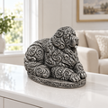 Neufundländer liegend Ornament - Silber handbemalt Wohnzimmer