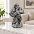 Gorilla trommelnd Ornament - Silber handbemalt Wohnzimmer