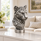 Puma Büste Ornament - Silber handbemalt Wohnzimmer