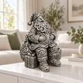 Weihnachtsmann sitzend Ornament - Silber handbemalt Wohnzimmer