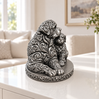 Rottweiler mit Welpe Ornament - Silber handbemalt Wohnzimmer