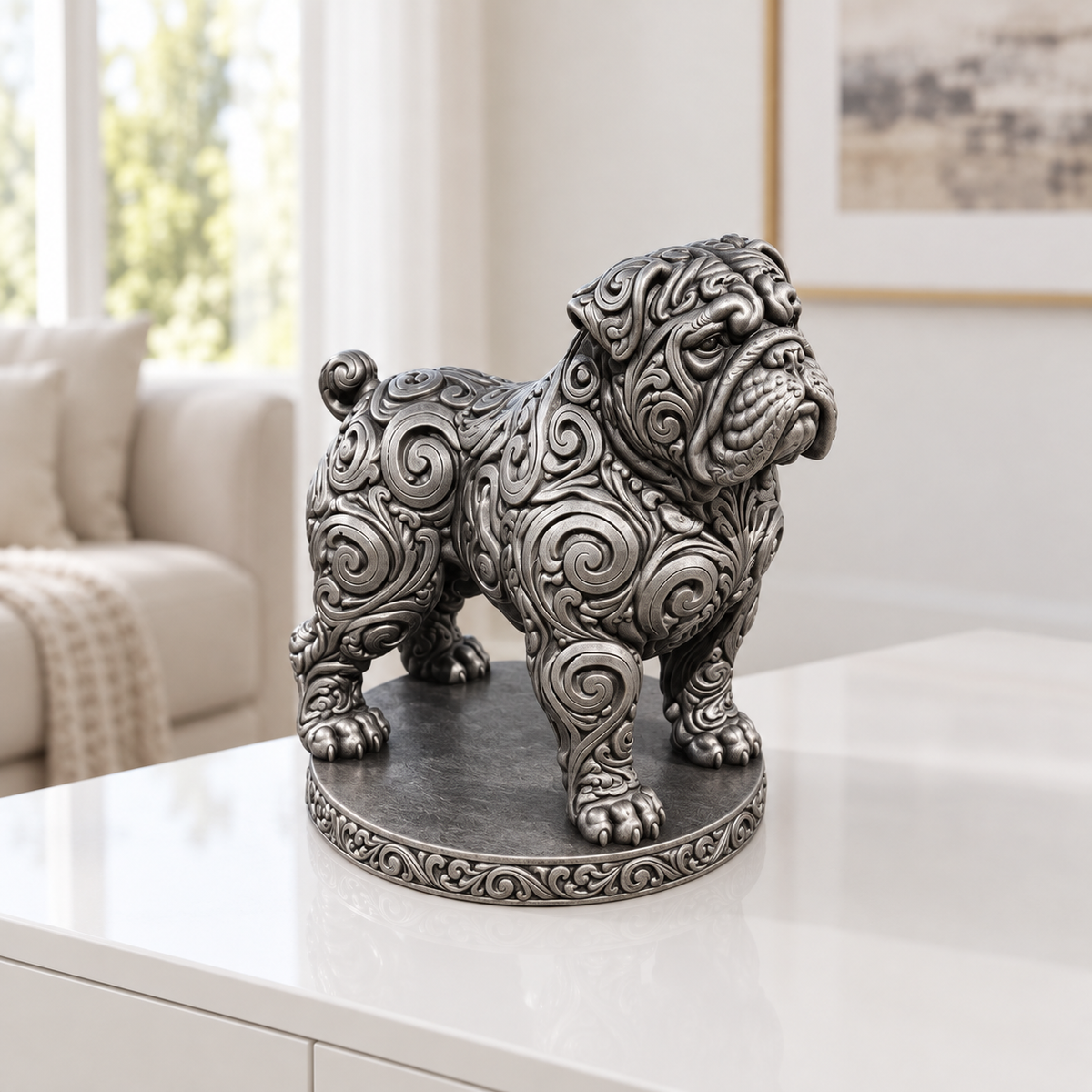 Bullmastiff Ornament - Silber handbemalt Wohnzimmer