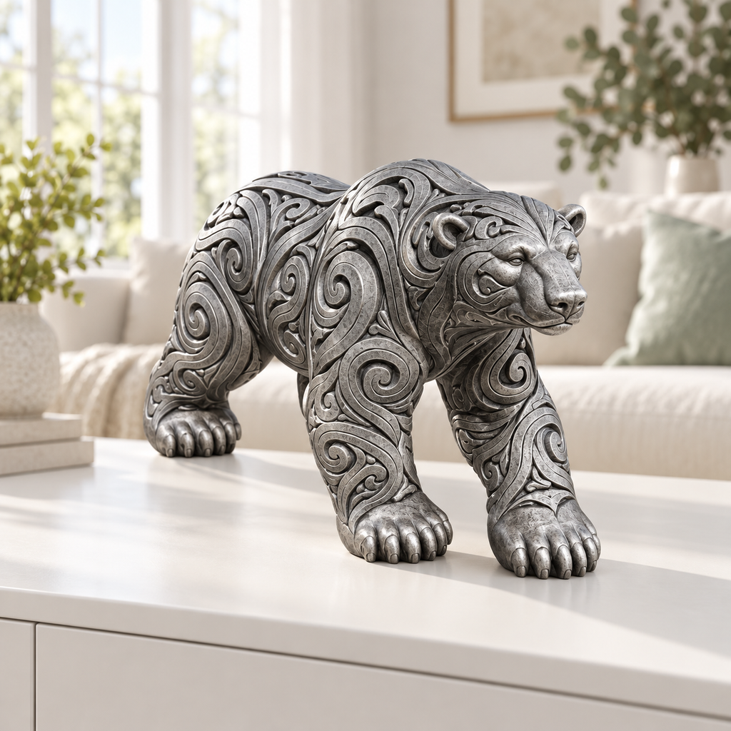 Eisbär Ornament - Silber handbemalt Wohnzimmer